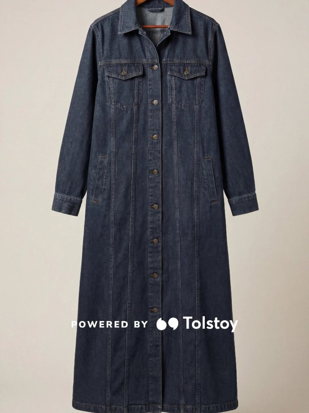 Zara Denim Button Front Long Sleeve Midi/Maxi Shirt Dress L